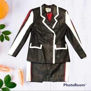 Vintage and rare! Chia 2 piece Leather Suit | Jacket & skirt set